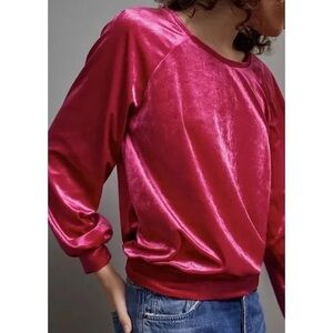 Anthropologie Maeve Pink Velvet Sweater
